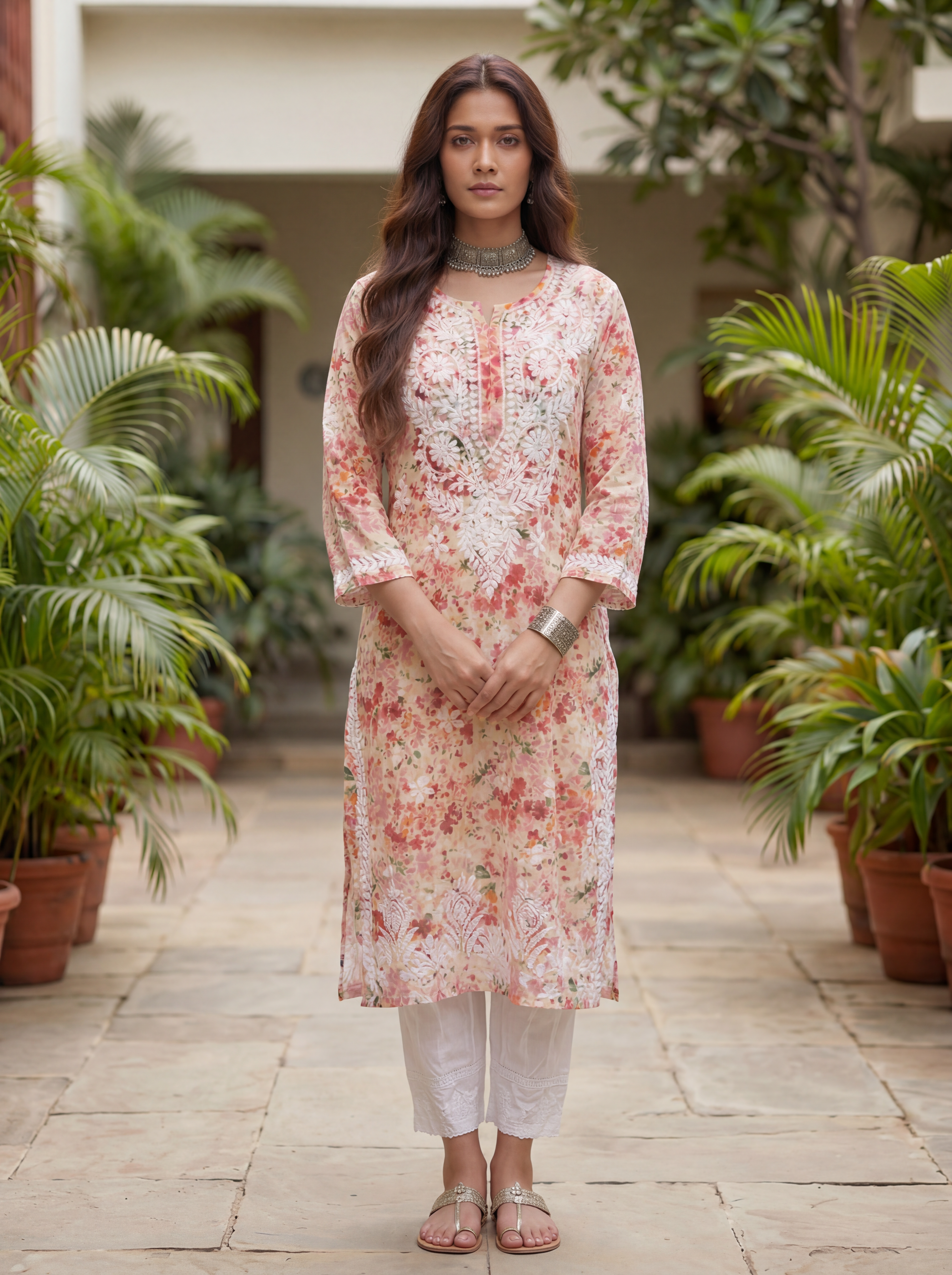 KC Gulnaar Floral Chikankari Kurti