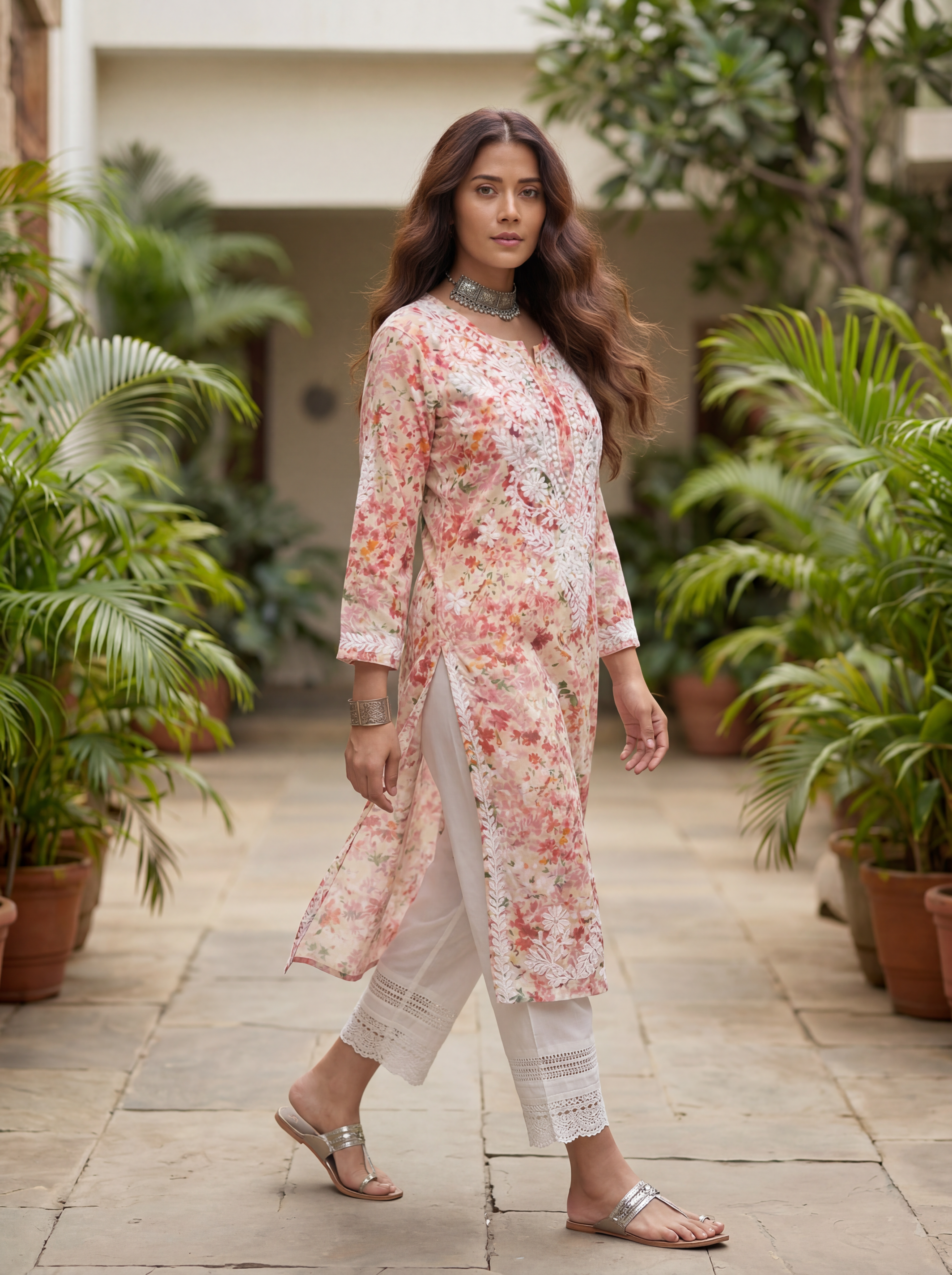 KC Gulnaar Floral Chikankari Kurti