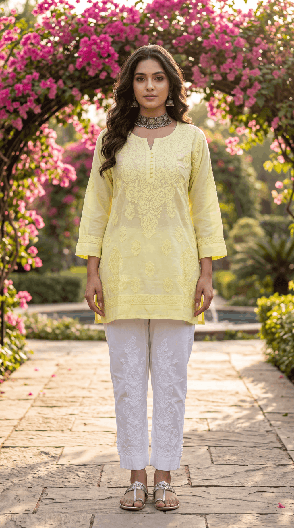 Lemon Sorbet Chikankari Kurti