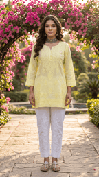 Lemon Sorbet Chikankari Kurti
