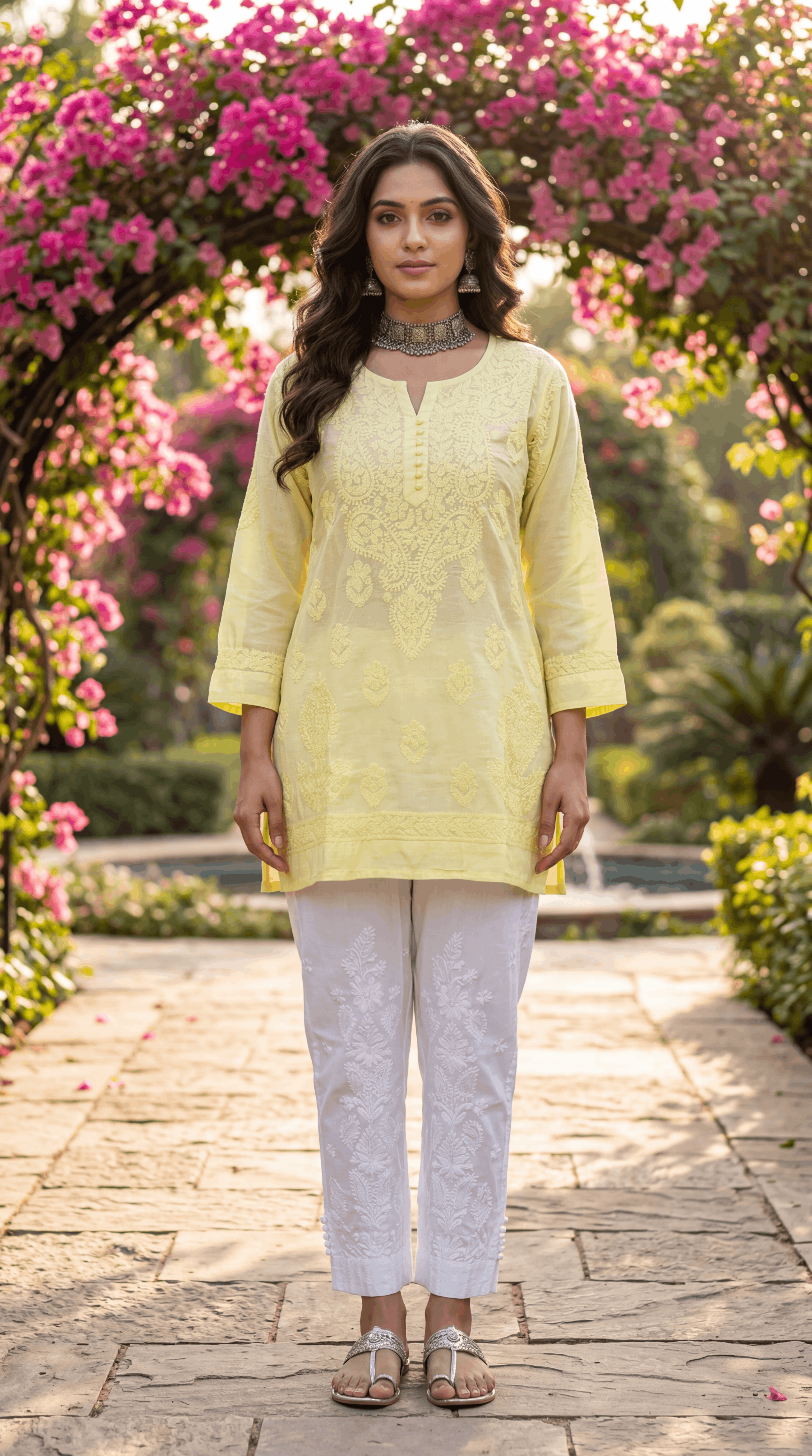 Lemon Sorbet Chikankari Kurti