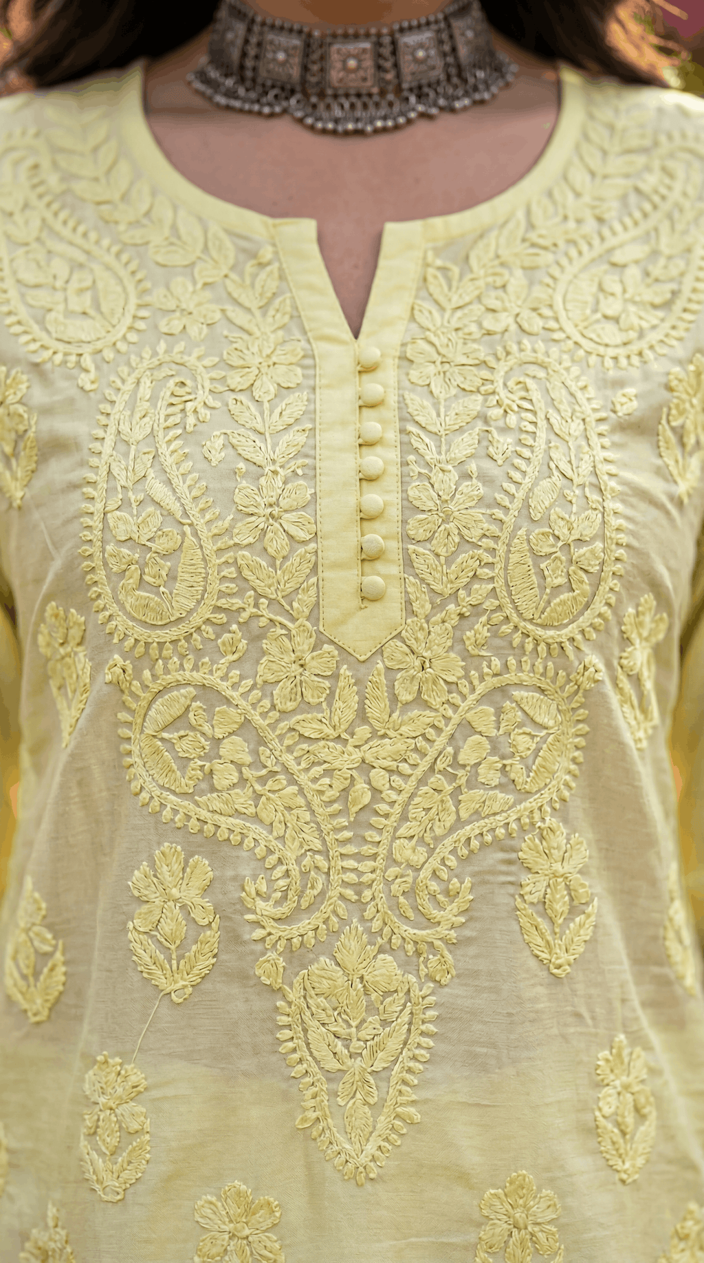 Lemon Sorbet Chikankari Kurti