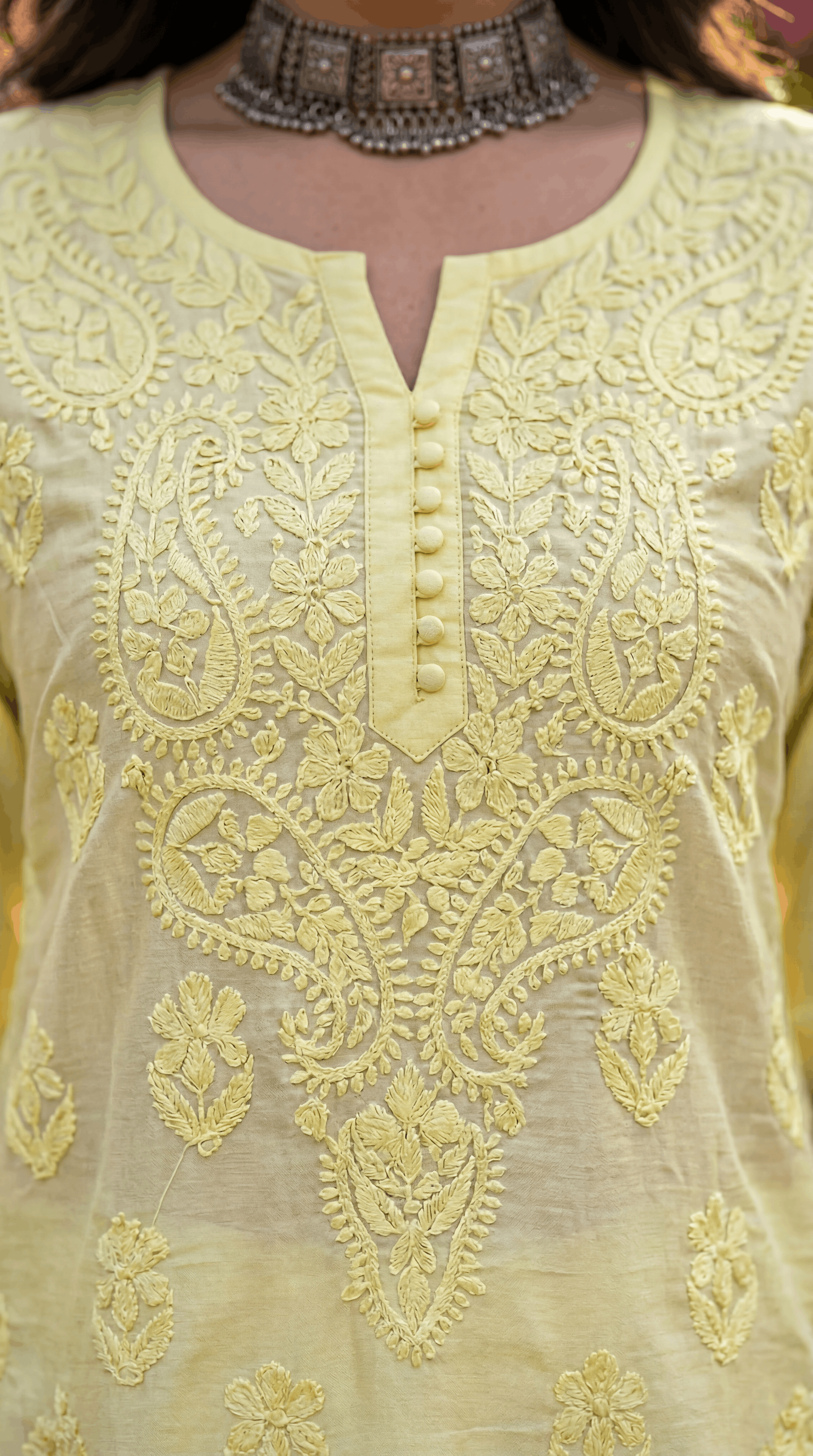 Lemon Sorbet Chikankari Kurti