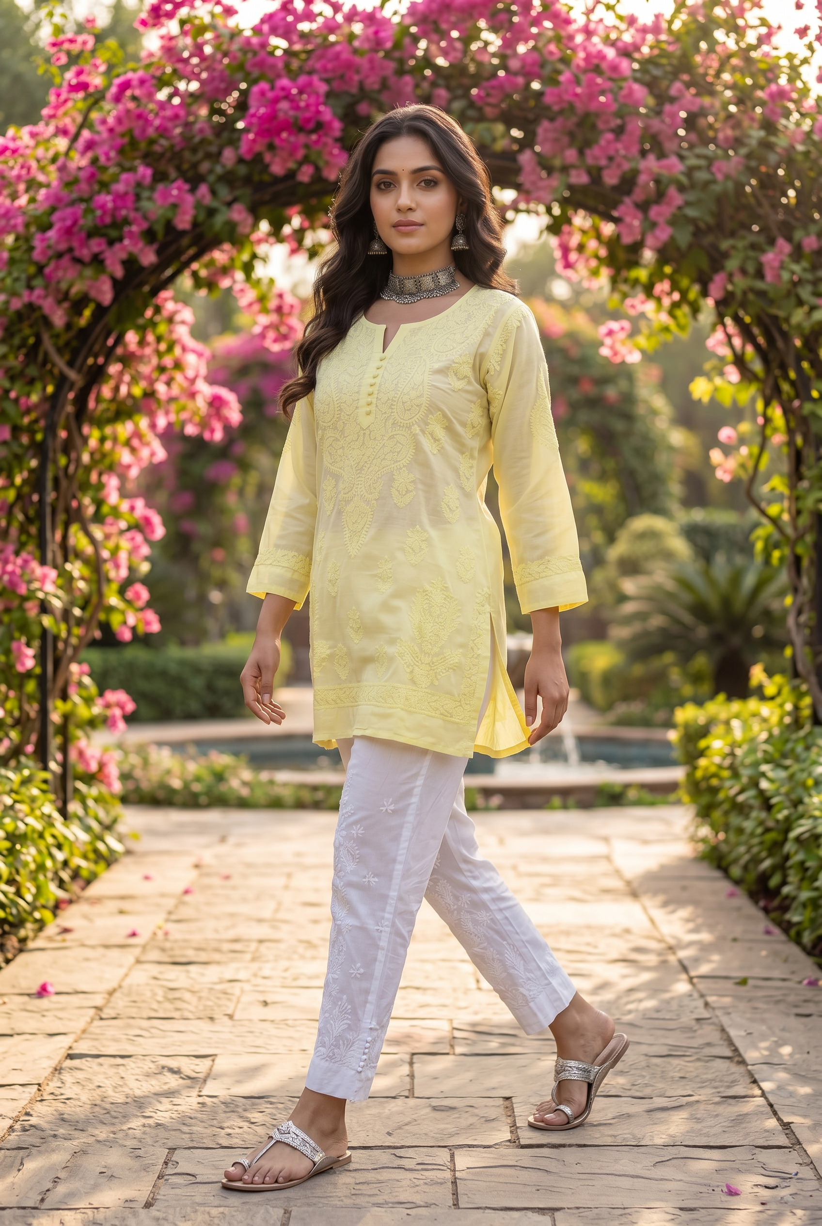 Lemon Sorbet Chikankari Kurti