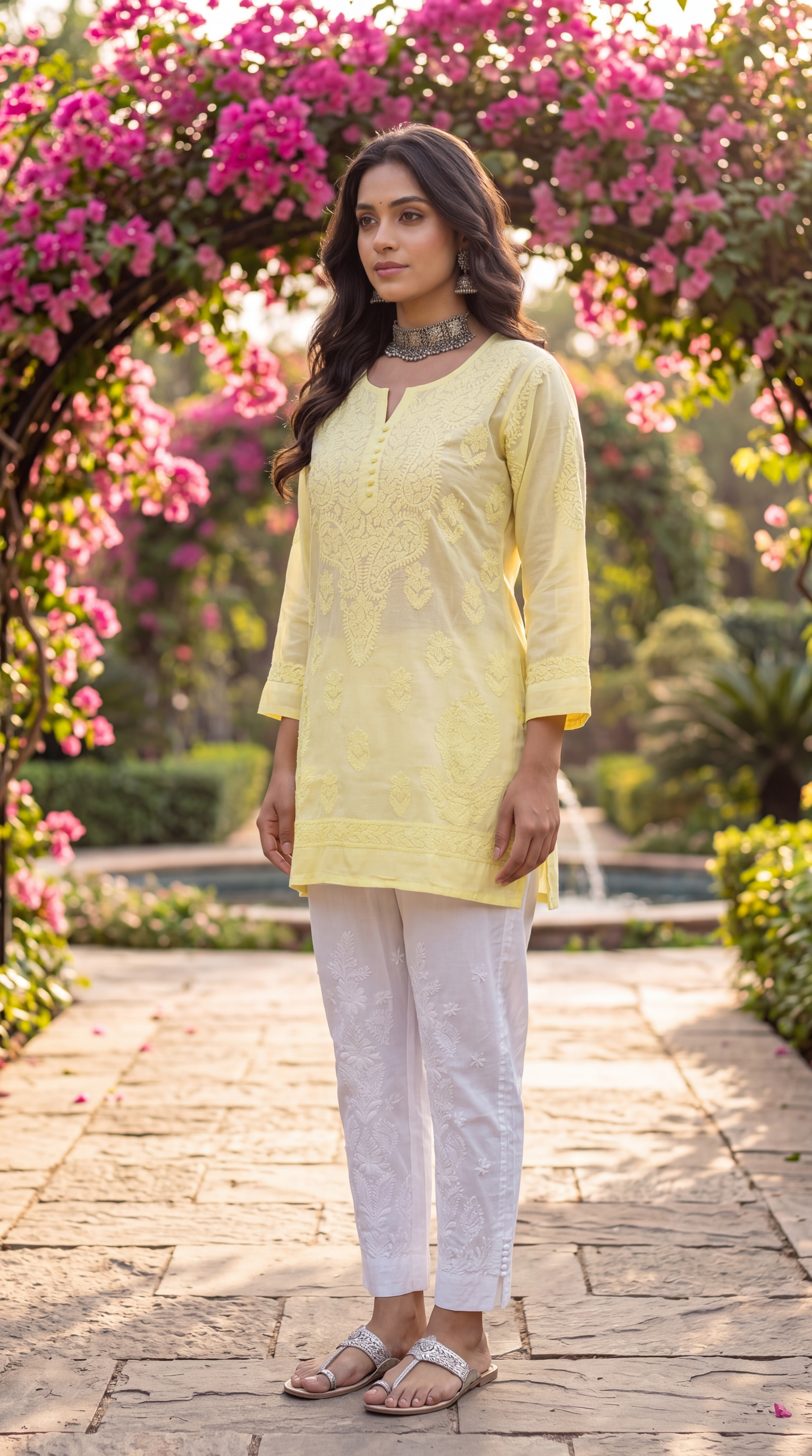 Lemon Sorbet Chikankari Kurti