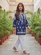 KC Indigo Hand-Embroidered Chikankari Kurti