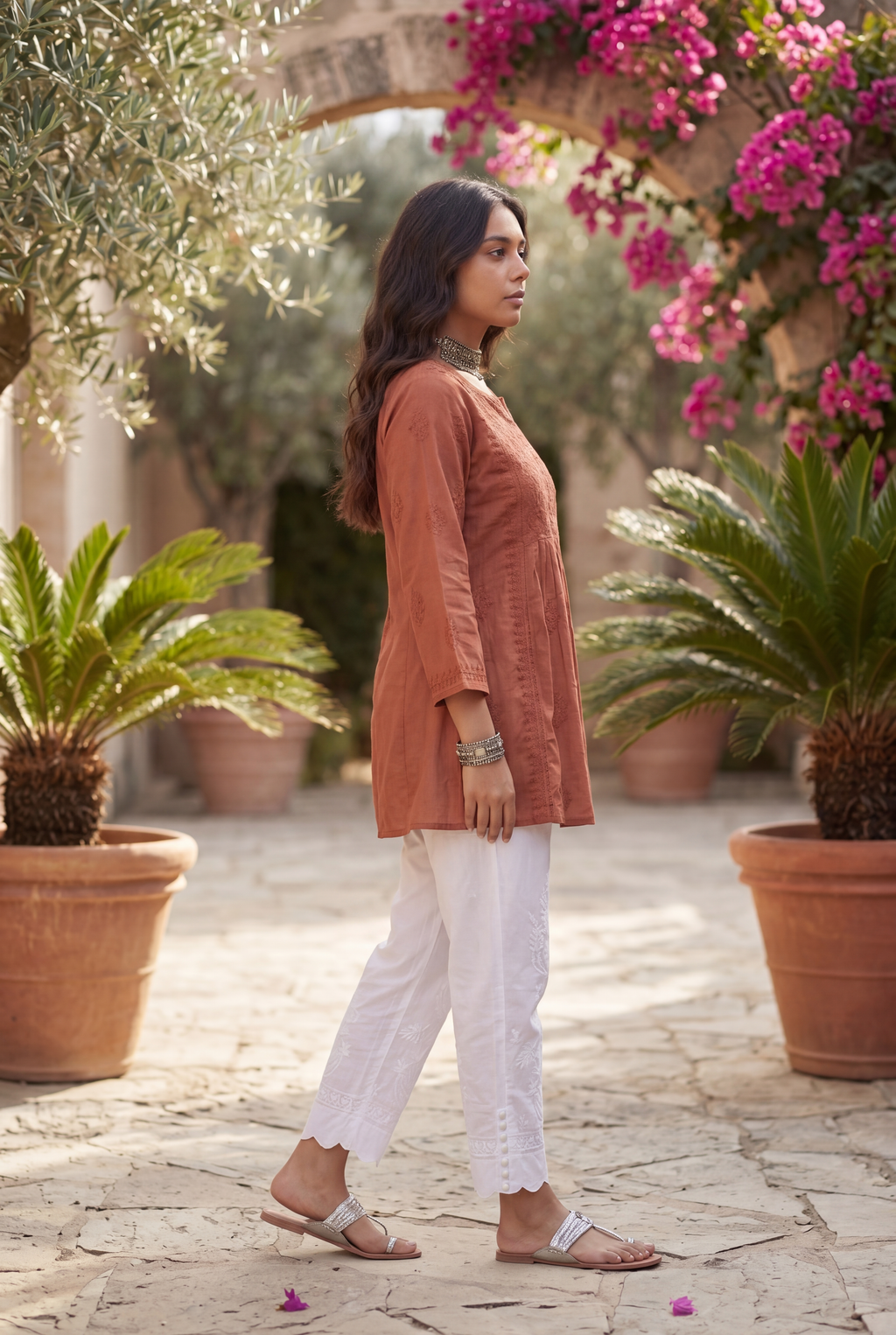 KC Terra Rust Embroidered Kurti