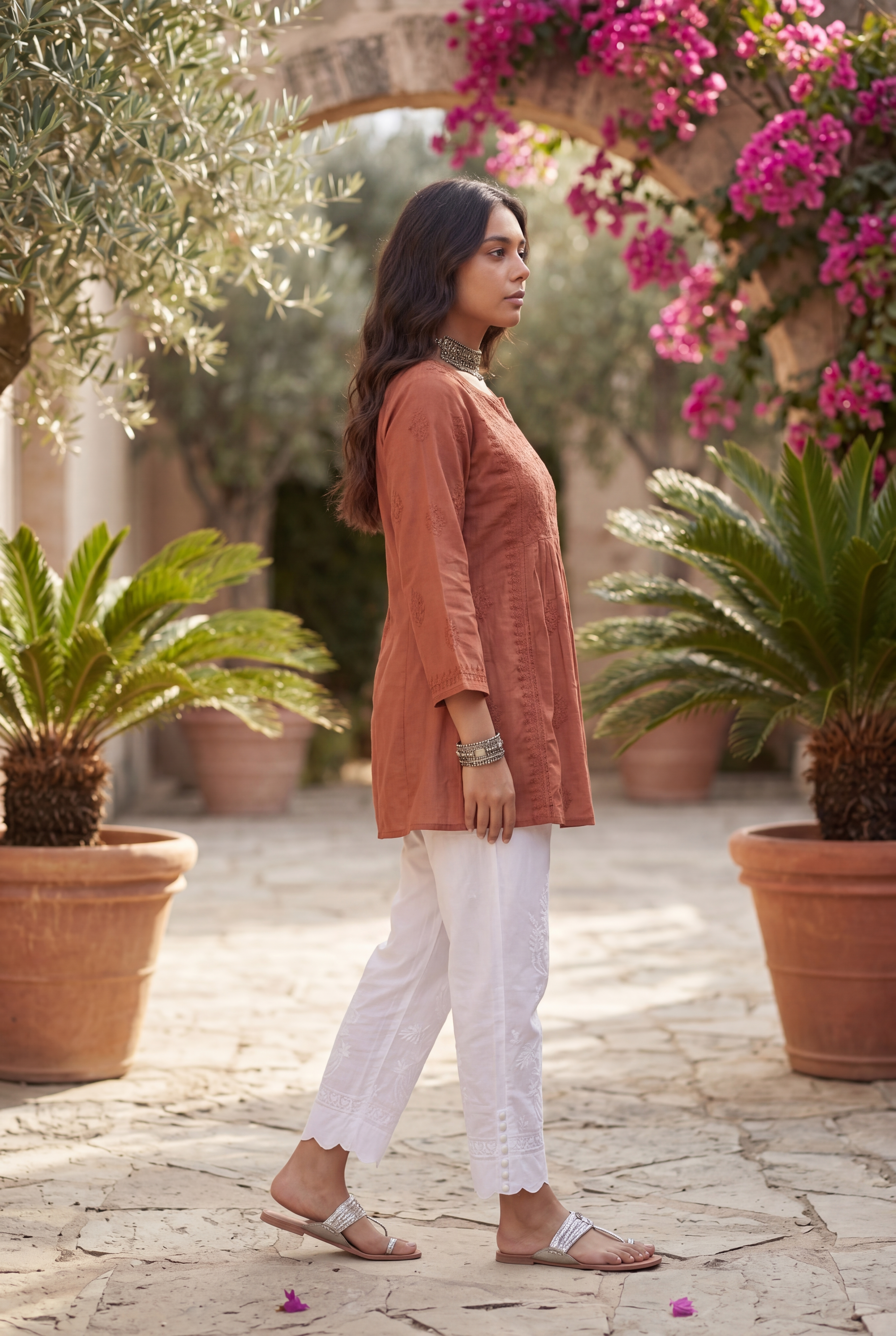 KC Terra Rust Embroidered Kurti