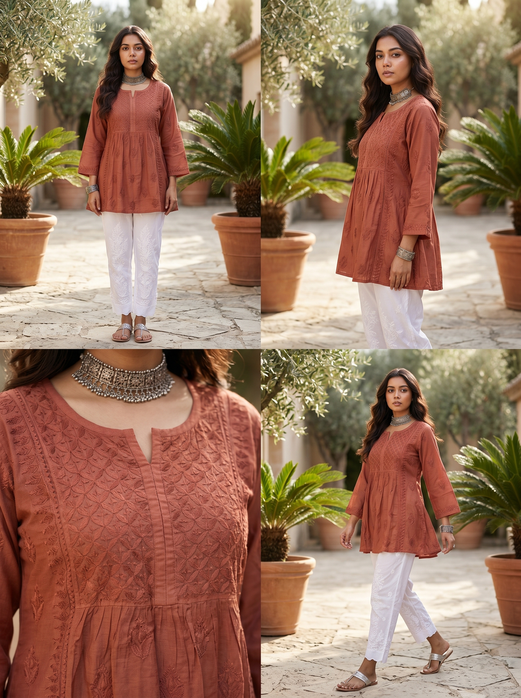 KC Terra Rust Embroidered Kurti